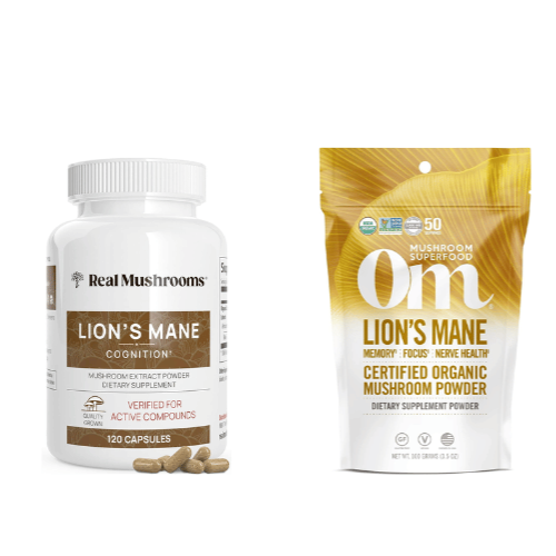 Quality brands of both capsules and powdered Lion's Mane supplements.