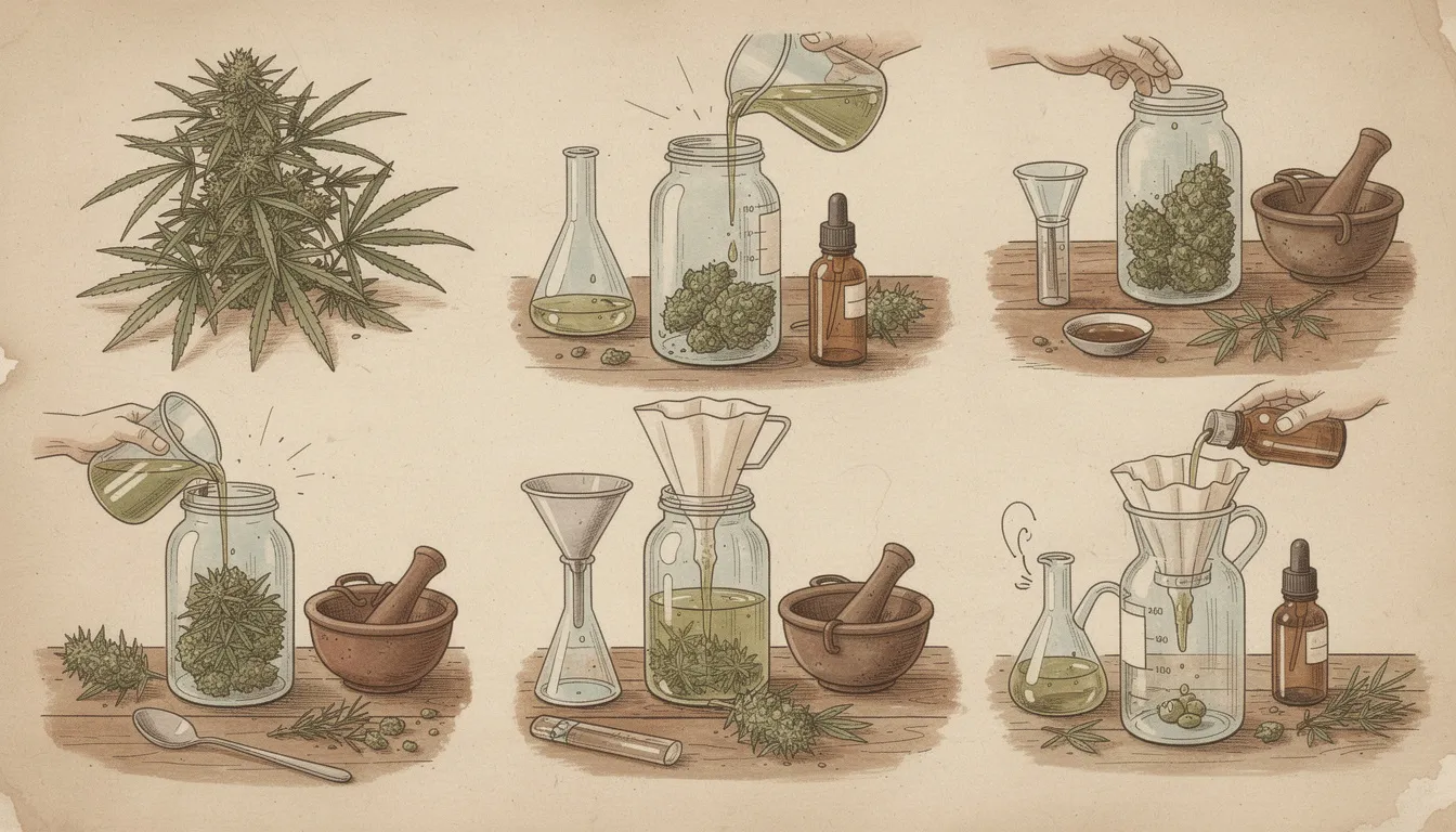 Der Extraktionsprozess von Cannabinoiden aus Cannabisblüten mit Ethanol.