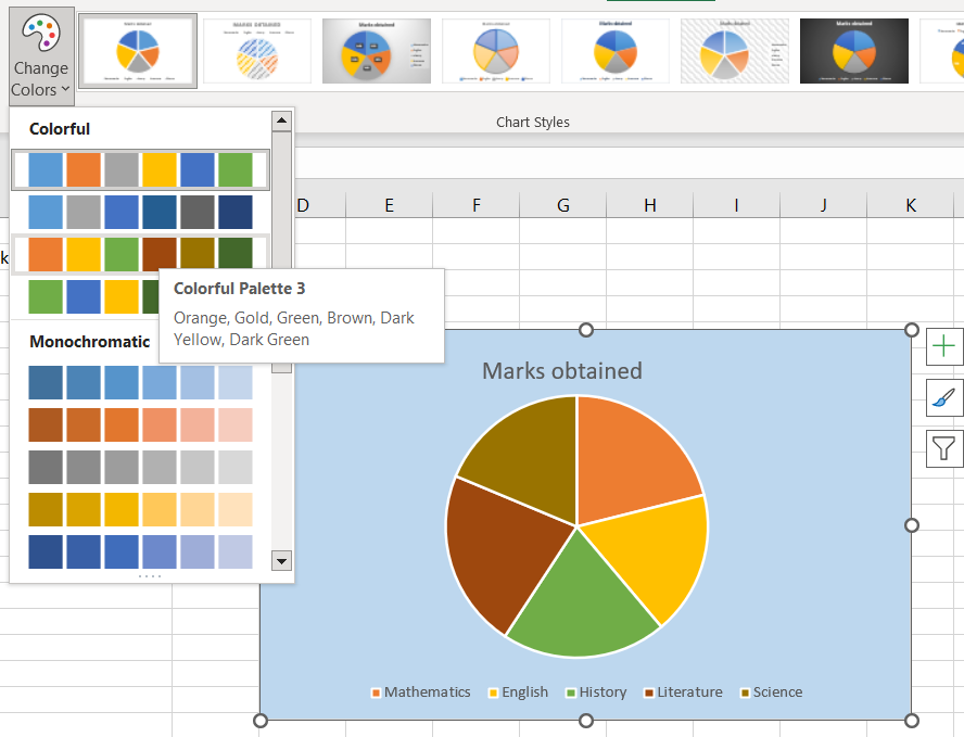 Changing colors of a chart