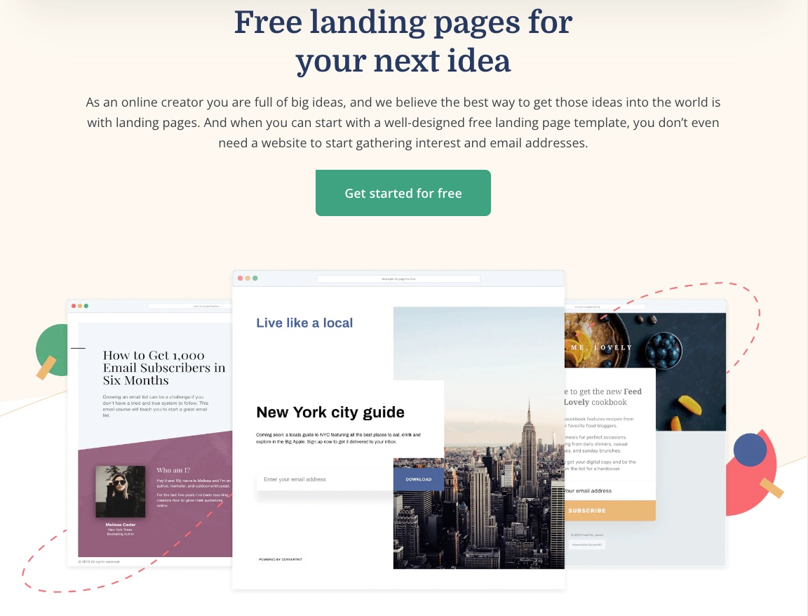 Convetkit landing page builder
