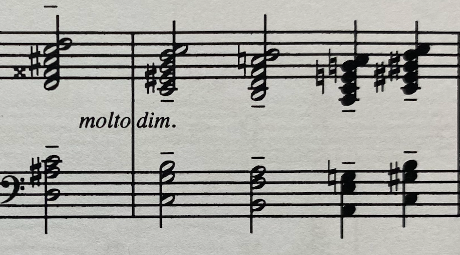 Passage from Claude DeBussy's The Engulfed Cathedral. Piano Prelude Book 1 No. 10