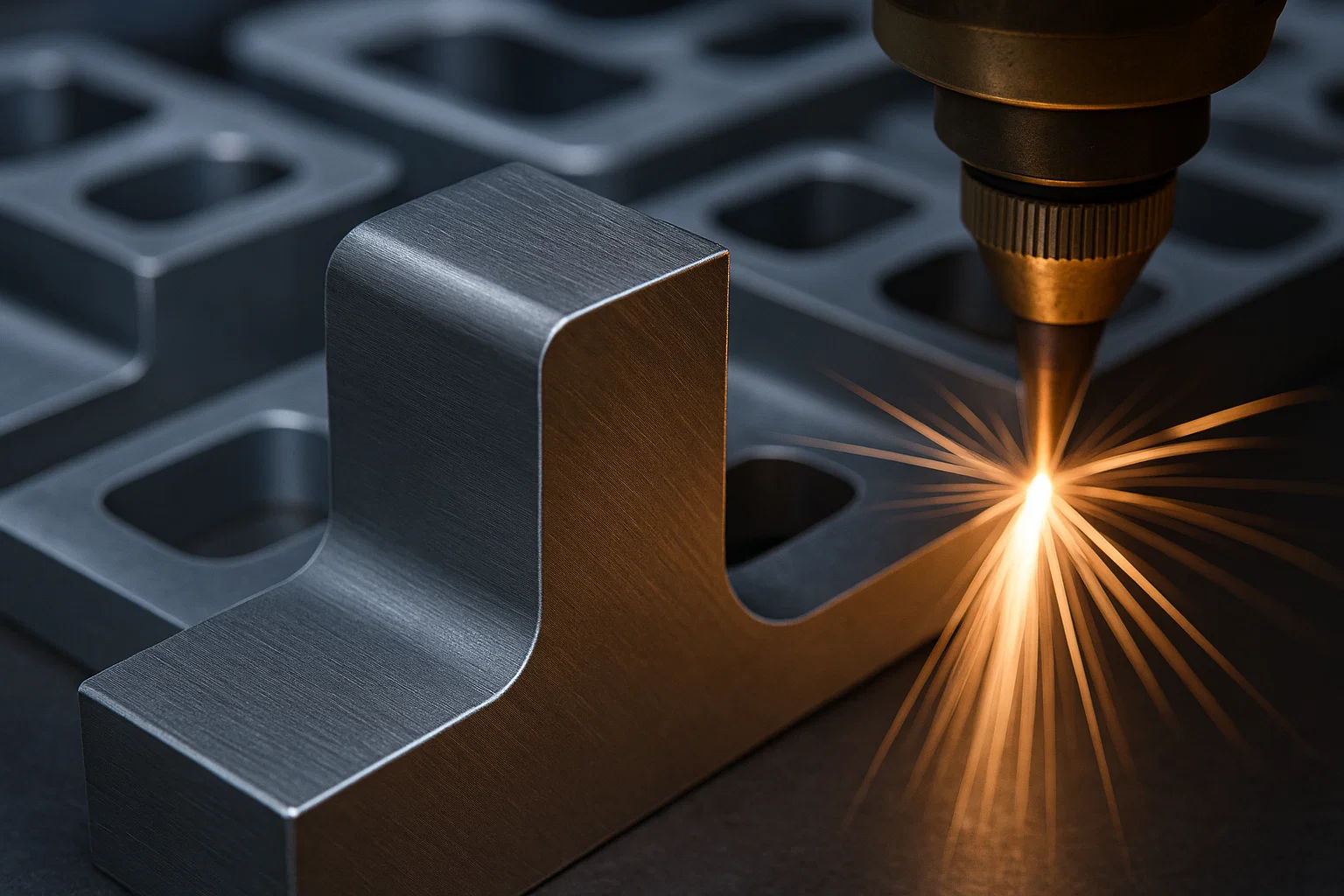 Close-up of precision-cut metal parts from laser and CNC profiling machines showing accuracy differences.