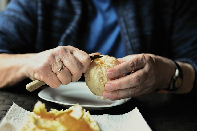 hands, peel, chef's knife, paring knife