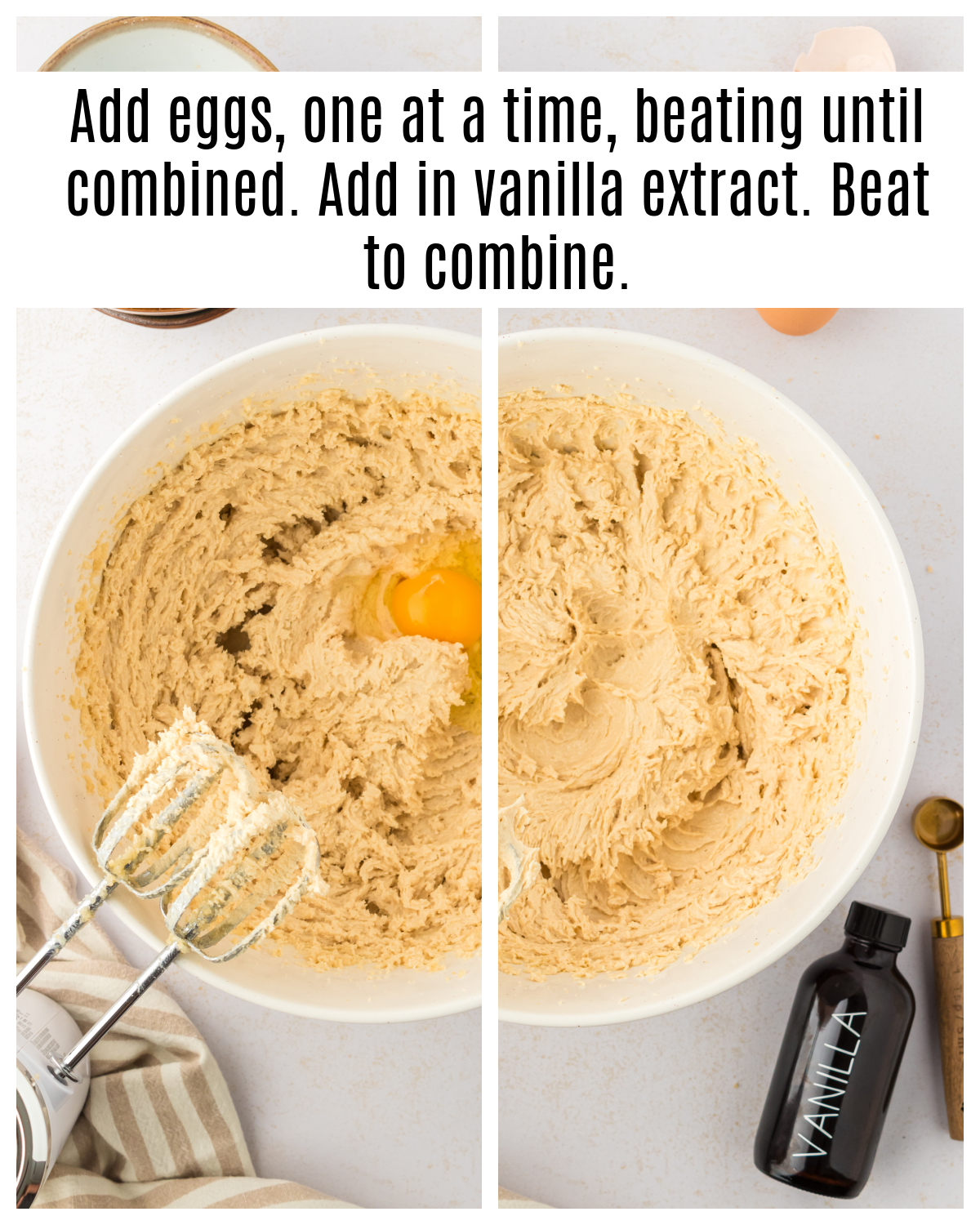 egg and vanilla added to cookie dough