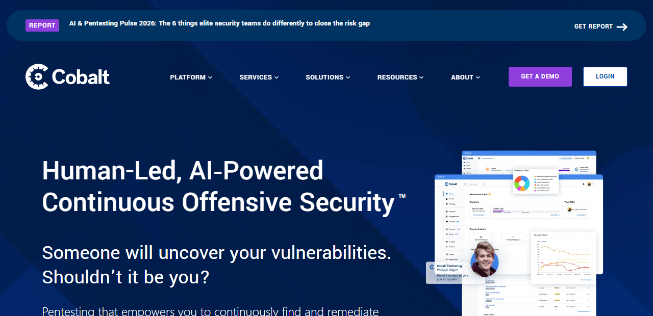 Cobalt.io penetration testing homepage