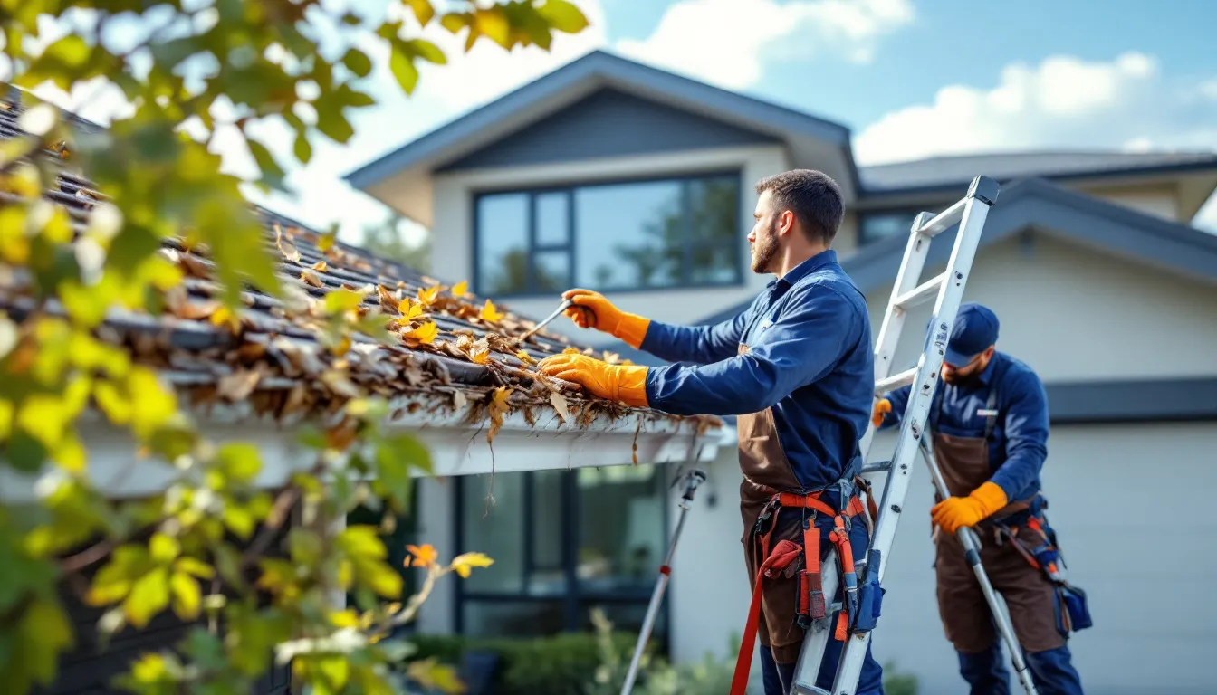 Comprehensive gutter services being provided by a professional team.