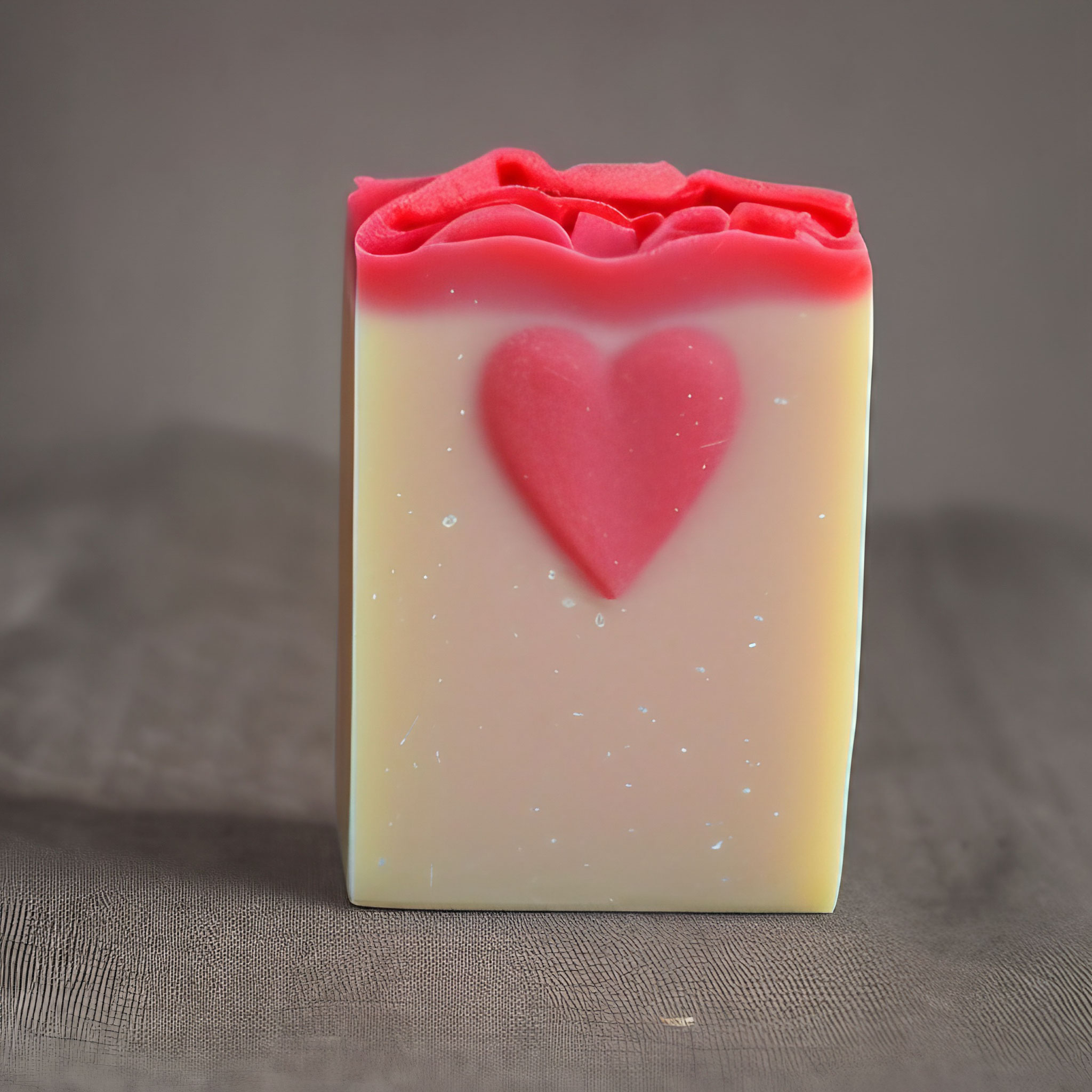 small moisturizing soap bar with heart imbed to give as gift to friends 