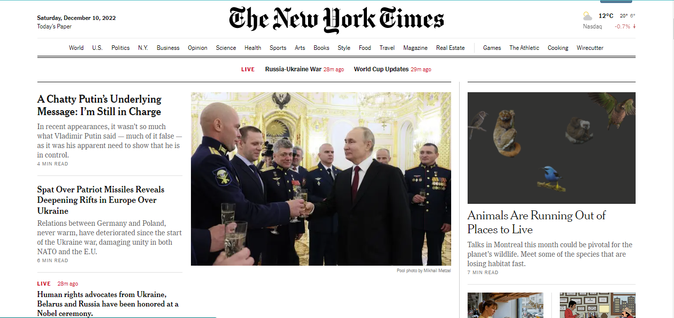 The New York Times website is a comprehensive source of news and information for readers around the world.