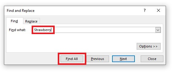 Check if a Value is in the List With the Find and Select Tool in Excel