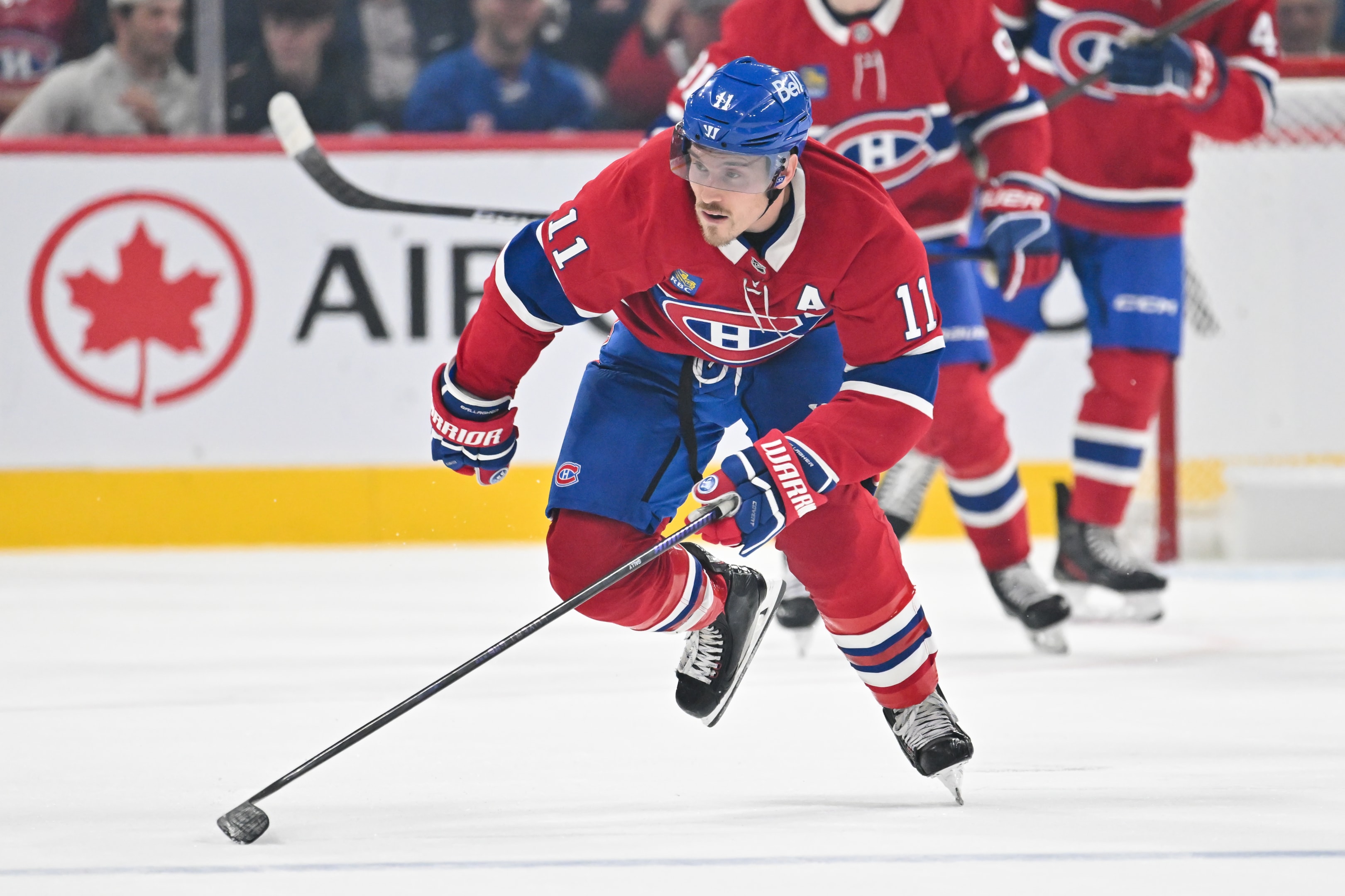 Brendan Gallagher of the Montreal Canadiens skates during a game against the New York Rangers at the Bell Centre on October 22, 2024 in Montreal, Quebec, Canada.