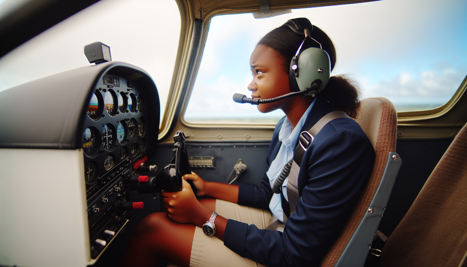 Sport pilot student during flight training