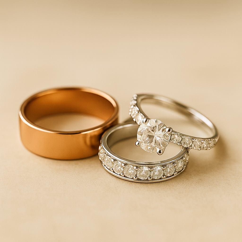 Vestuviniai žiedai iš balto ir rožinio aukso
