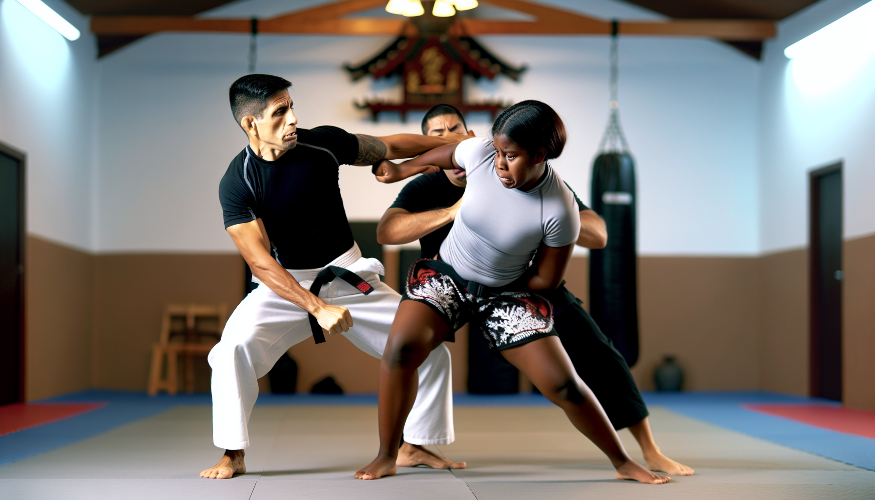 A Martial Artist Demonstrating The Rubber Guard Technique