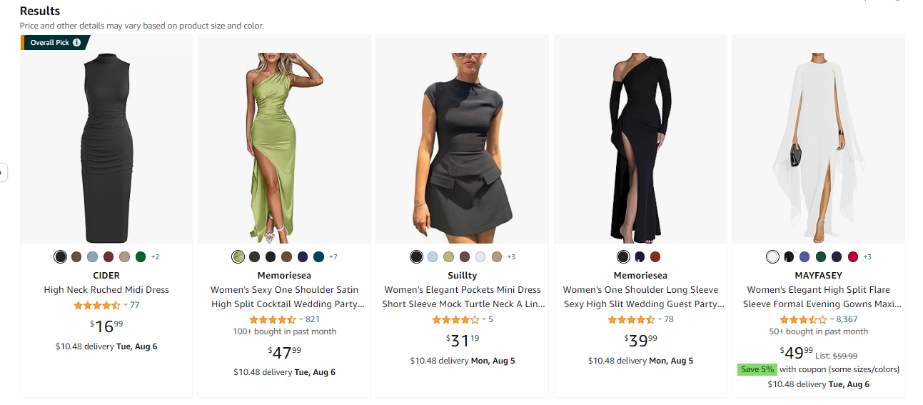 high fashion dresses ny AMAZOn product search