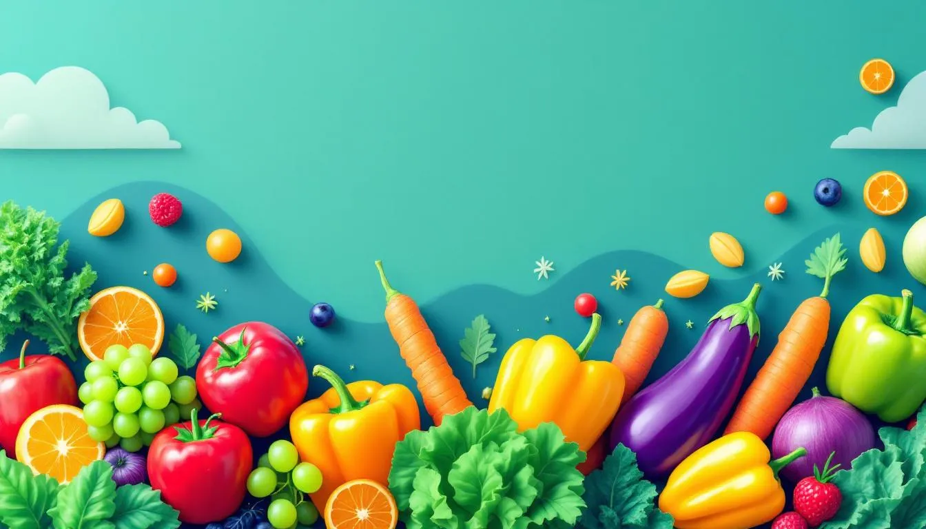 A colorful array of fruits and vegetables representing a nutrient-rich diet.