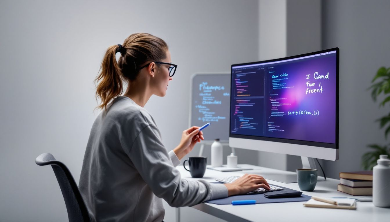 A person working on coding skills through hands-on practice.