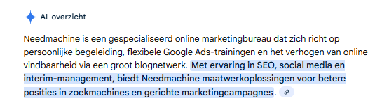 Voorbeeld van GEO in de praktijk: een samenvatting van een door generative search engine