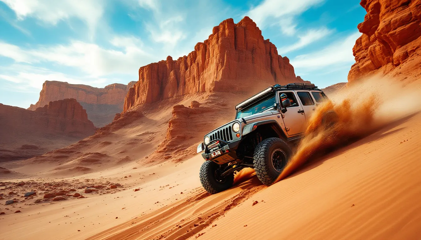 A scenic view of sand flats and rocky terrain in Moab, showcasing the beauty of the guided tour.