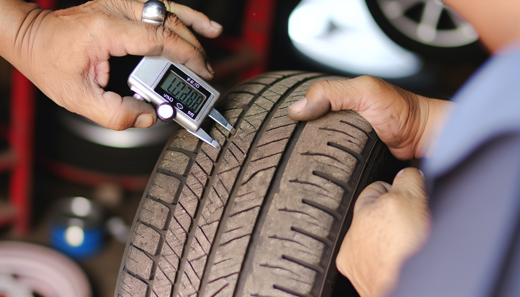 Inspecting used tires for tread depth
