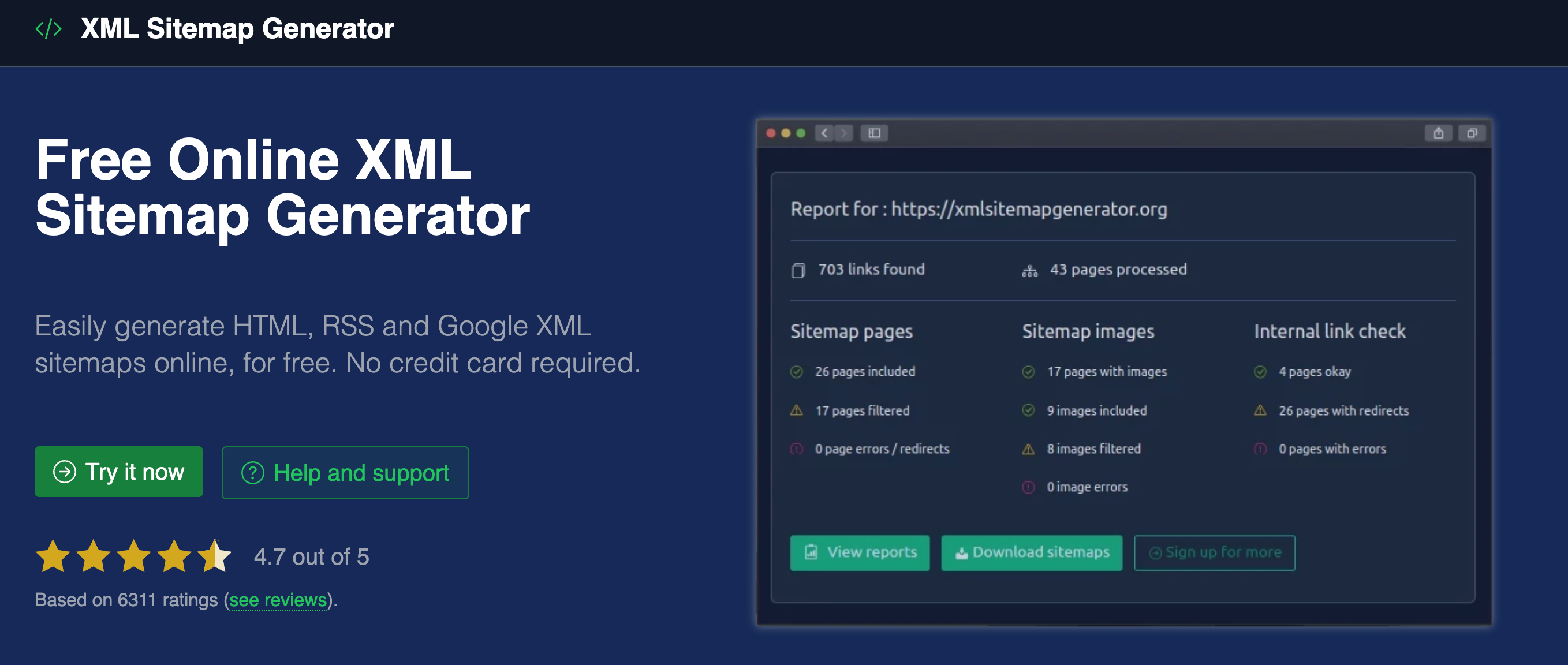 Create an XML sitemap with an online tool