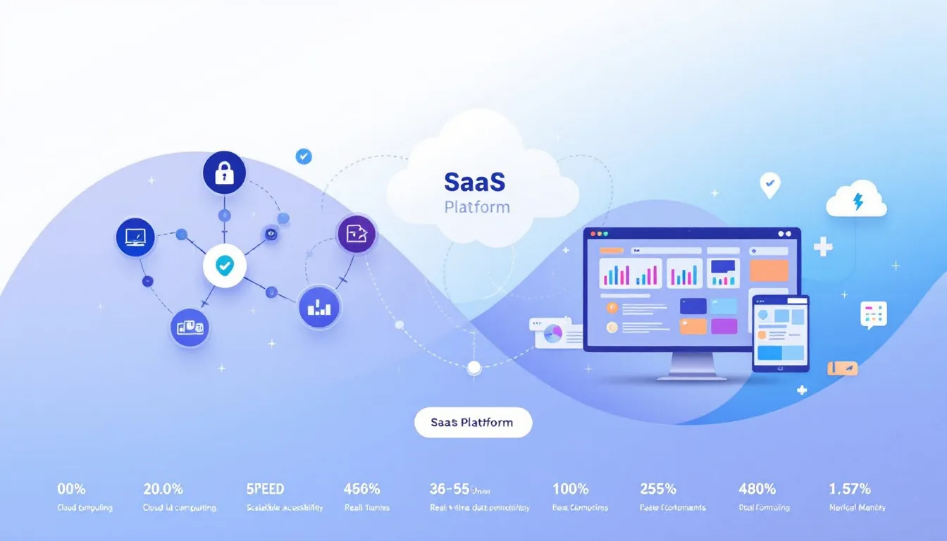 Définition du SaaS avec des illustrations de logiciels en mode SaaS.