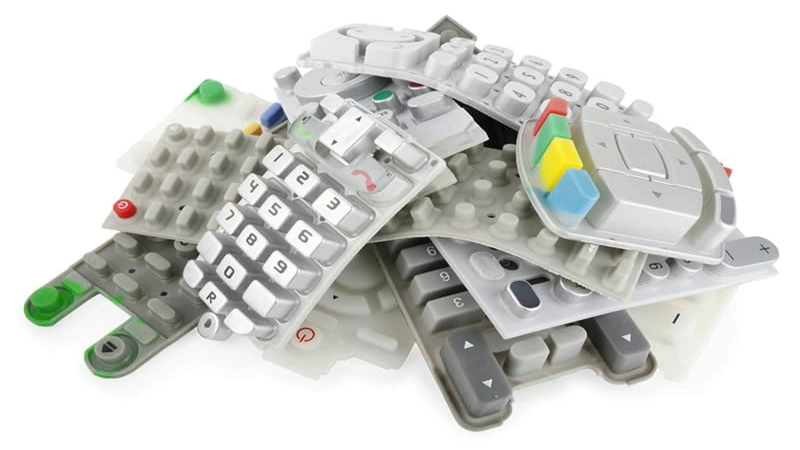 Keypads and touchpads use conductive silicone