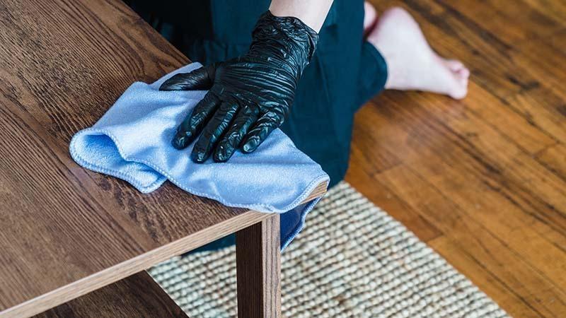 Table Cleaning with Microfiber cloth