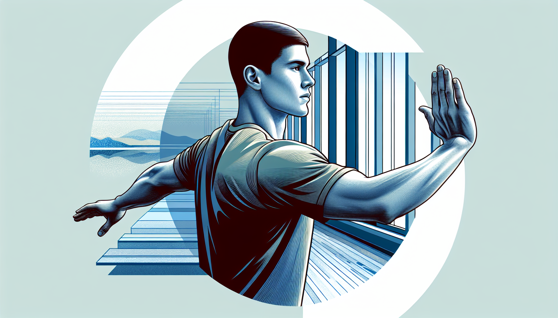 Illustration of arm slides exercise for improving shoulder mobility