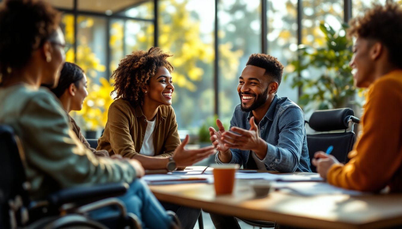 A group of diverse leaders engaged in a coaching session.