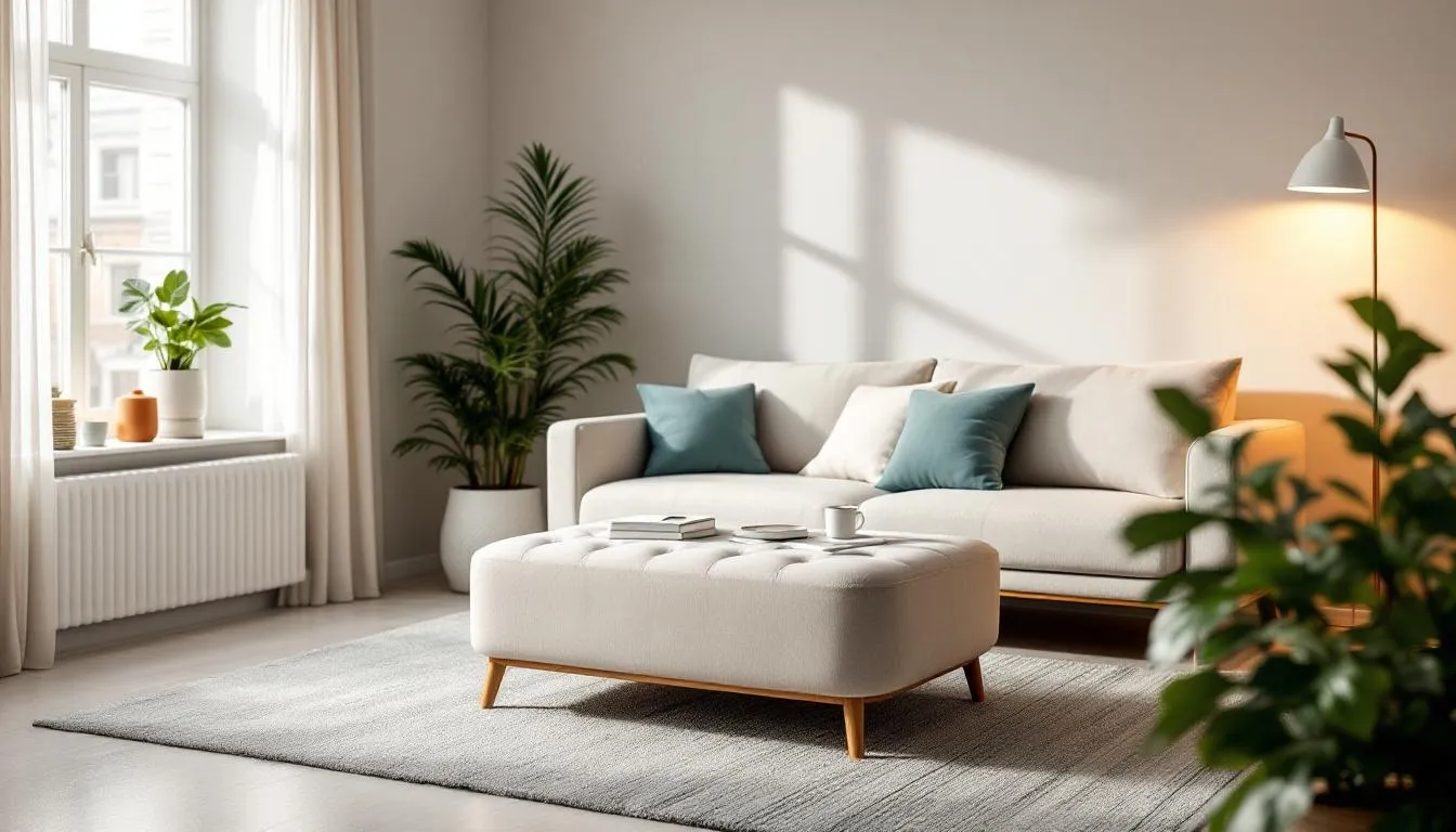 Enhancing Your Living Room Design with an Ottoman, showing a beautifully styled living space.