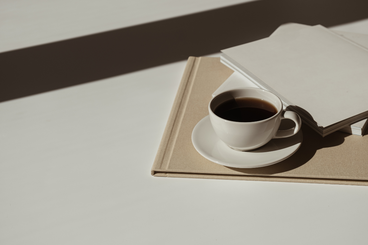 A large tray on a round coffee table