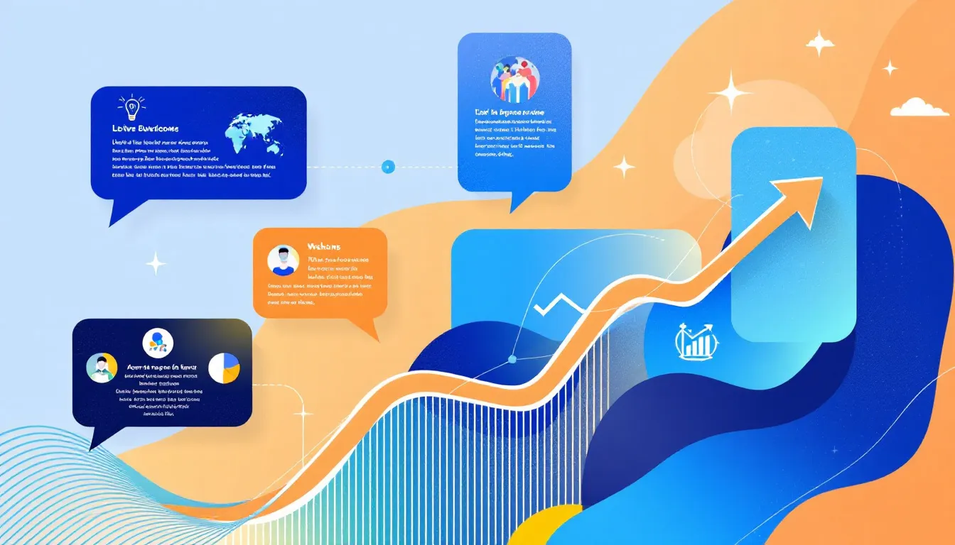 A collage of success stories and case studies in a business context.