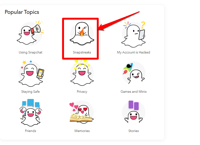 The snapstreak icon on Snapchat's support page