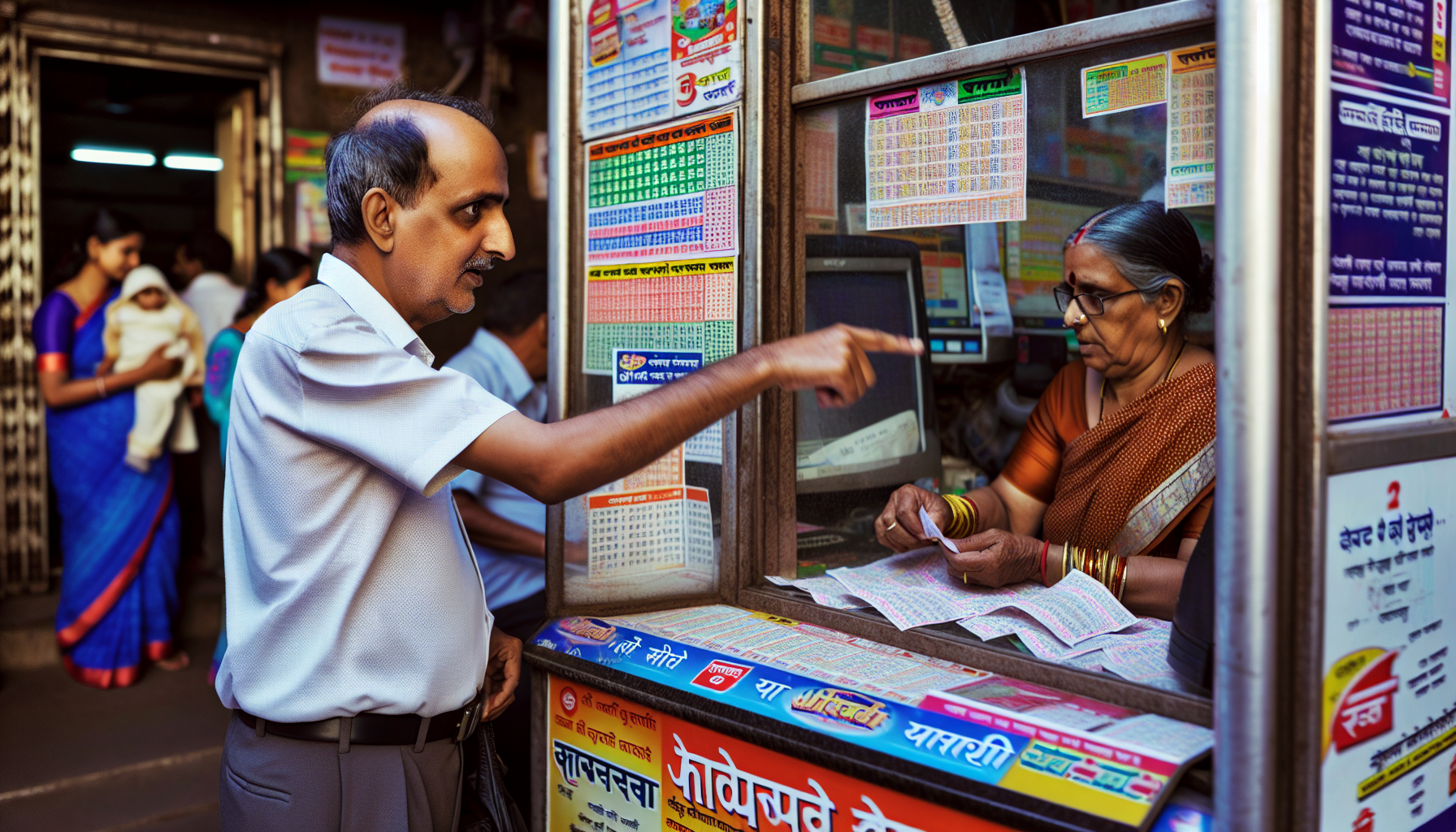 Photo of a person buying lottery tickets from an authorized retailer in the Maharashtra Lottery