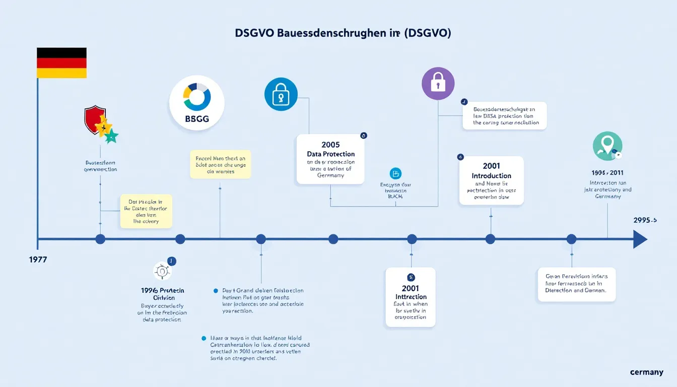 Eine historische Zeitleiste zur Entwicklung der DSGVO.