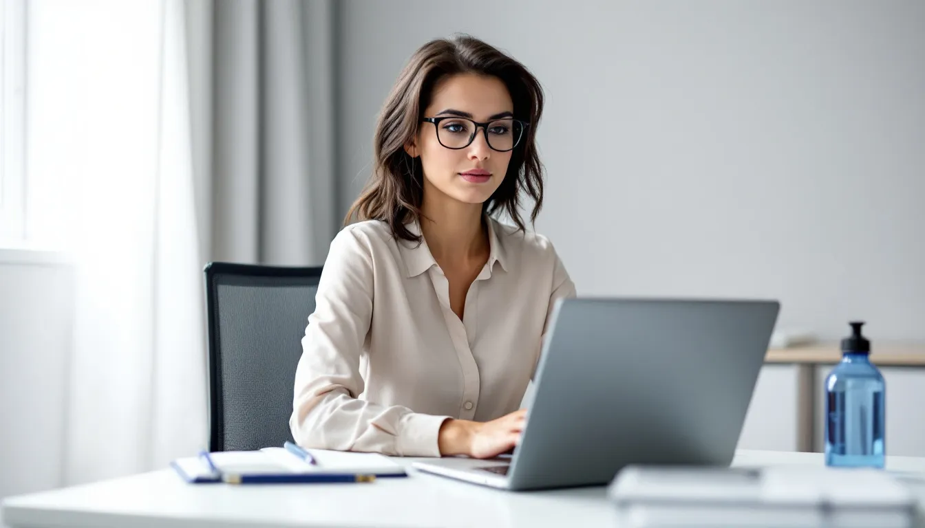 A focused professional is seated at a computer workstation, preparing to take a certification exam that assesses their technical skills and knowledge in real-world scenarios. This exam, accredited by the ANSI National Accreditation Board, is a crucial step in advancing their career and demonstrating their expertise to potential employers.
