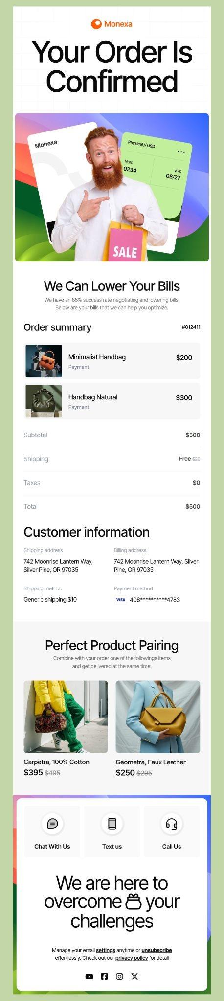 Order Confirmation Email Template