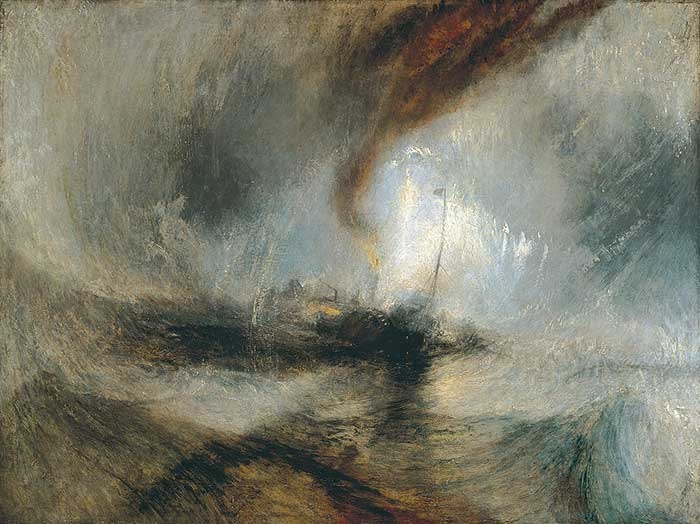 JMW Turner was the scumble master. In Snow Storm, you can see how he scumbled both darks & lights to create a sense of chaos and a maelstrom of movement.