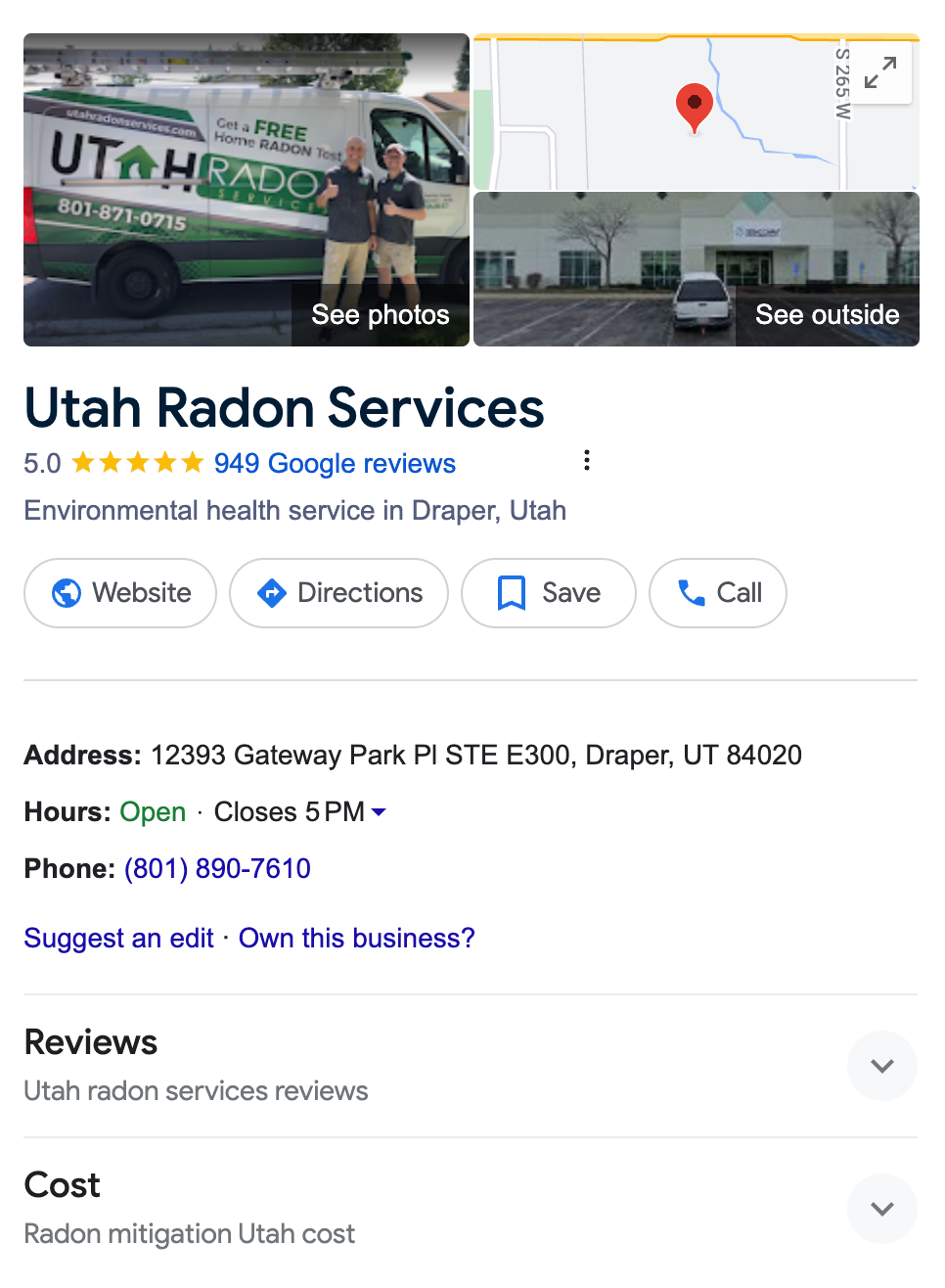 An example of Festa Radon client optimized Google My Business profile