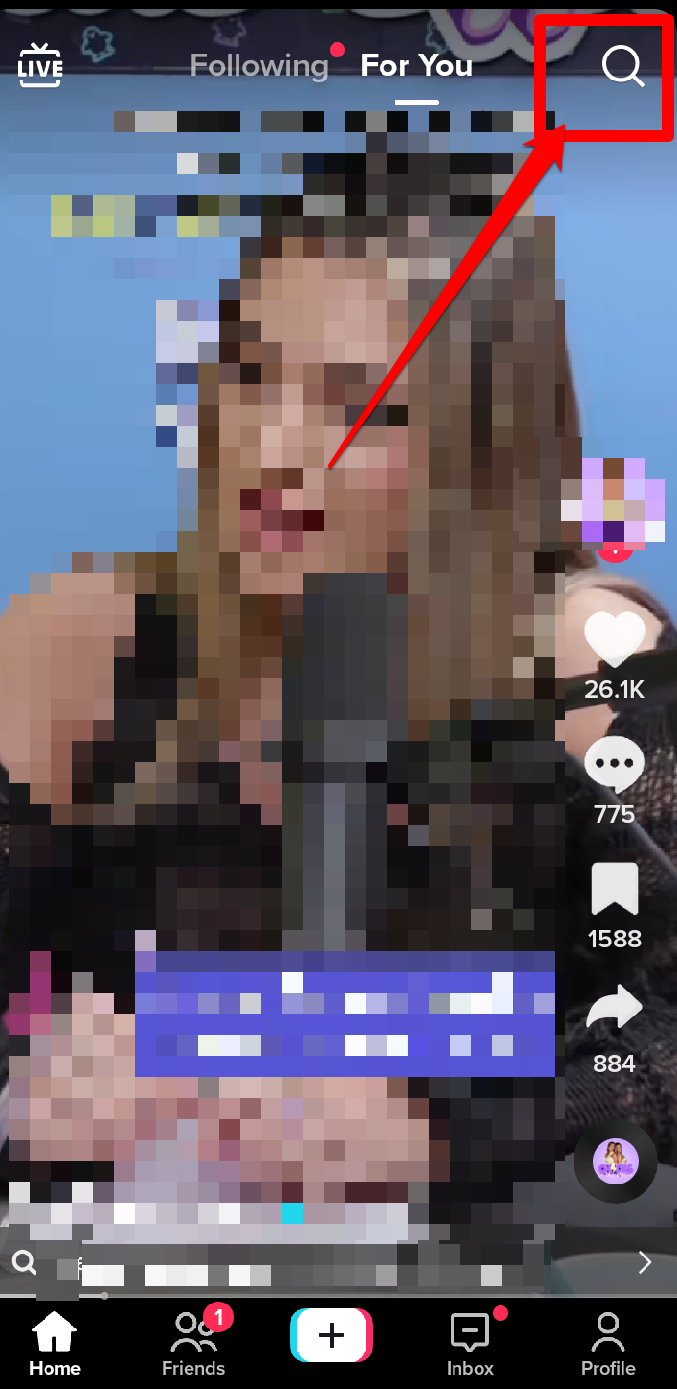 Image showing the search icon on TikTok