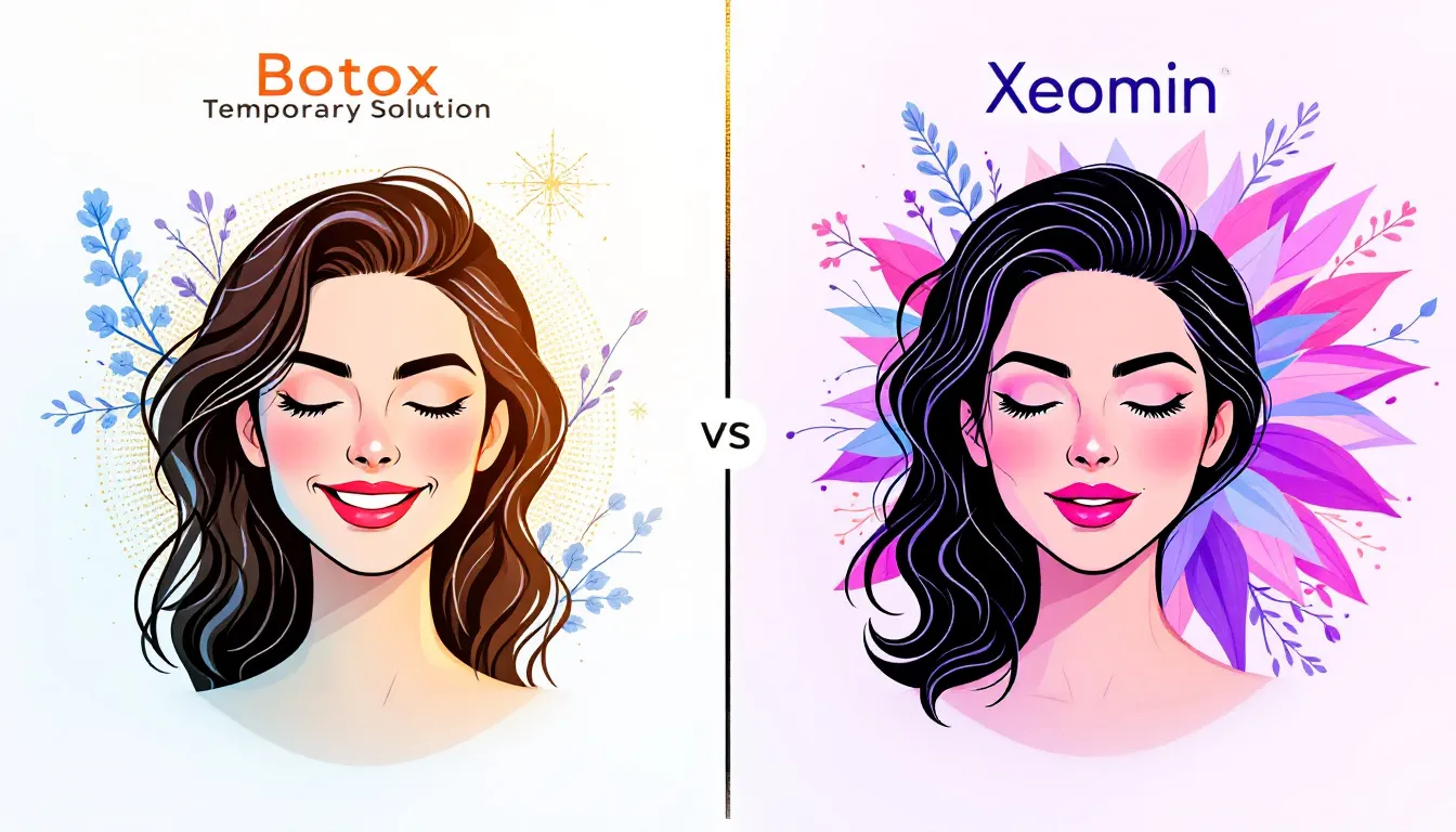 An illustration comparing Botox and Xeomin treatments, highlighting their differences.