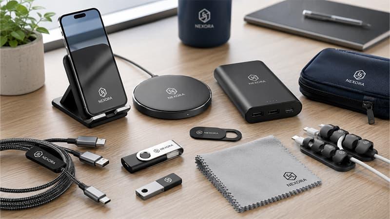 Branded tech promotional products for modern B2B campaigns.