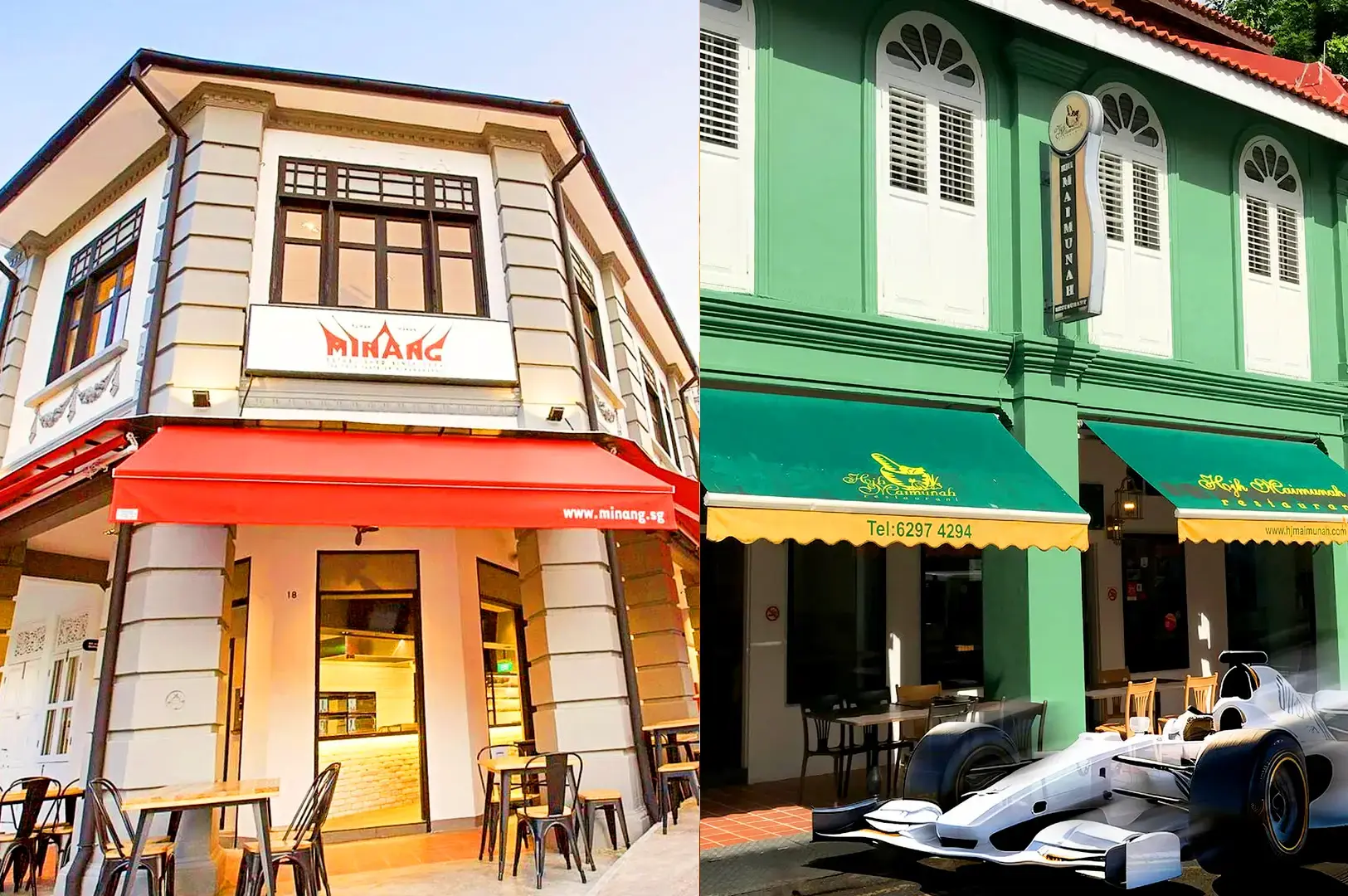 Indonesian restaurants and heritage shophouses showcasing diverse regional Indonesian cuisine