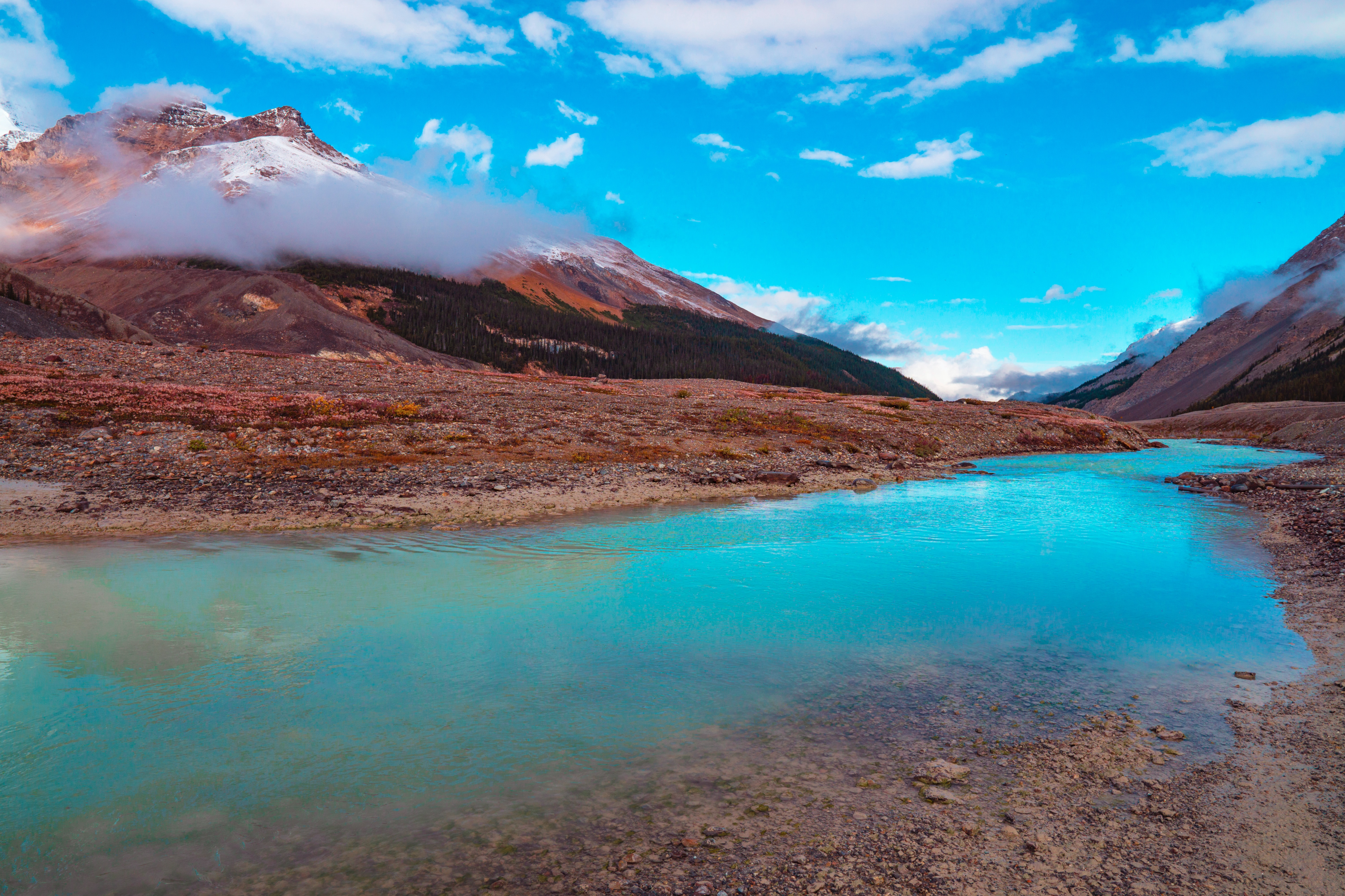 turquoise lakes and bow lake