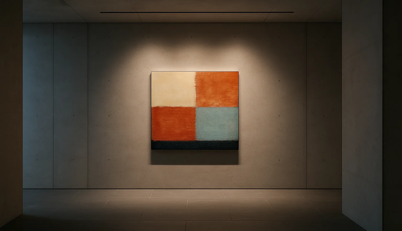 Wall-washing light highlighting artwork on a flat wall