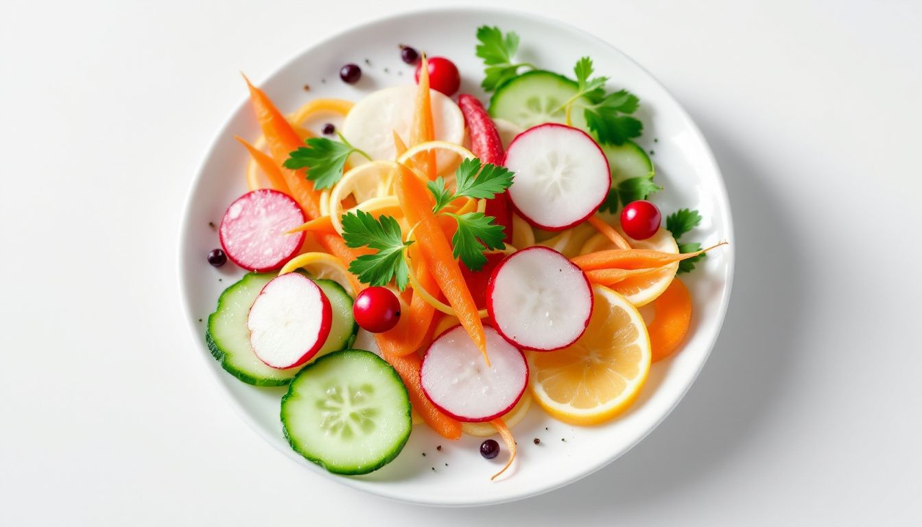 A vibrant simplest salad made with fresh veggies.