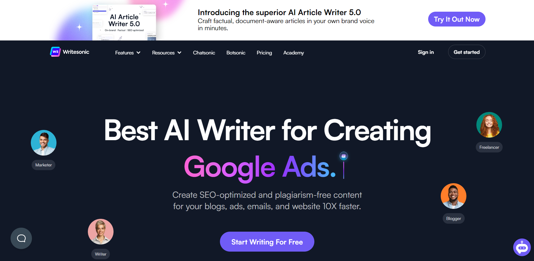 Using Writesonic to craft Google ads