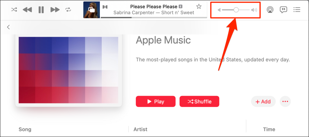 Apple Music volume control on Mac