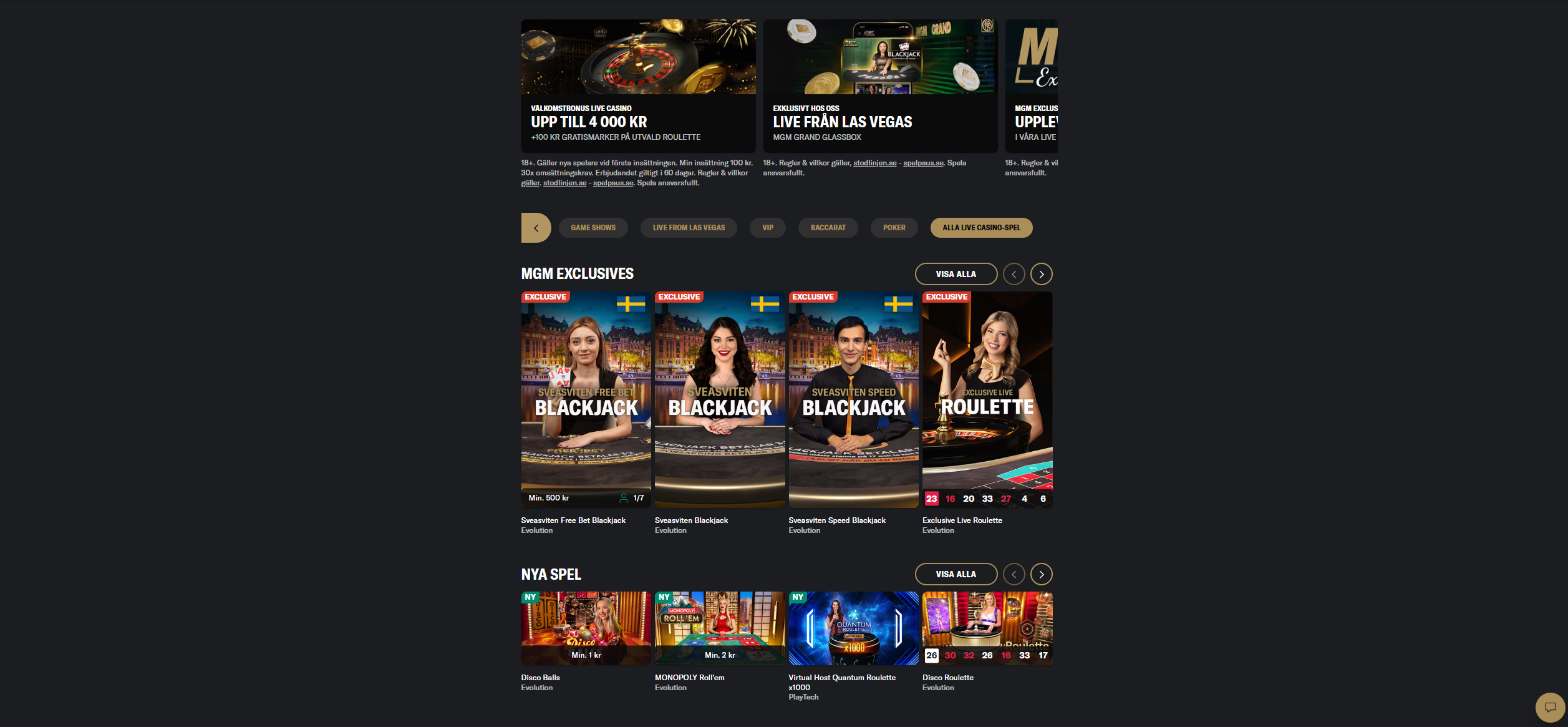 Live casino hos BetMGM.