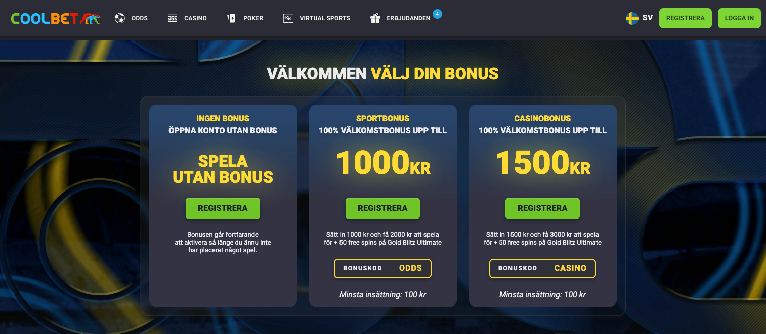 Coolbet har en klassisk insättningsbonus för nya spelare!